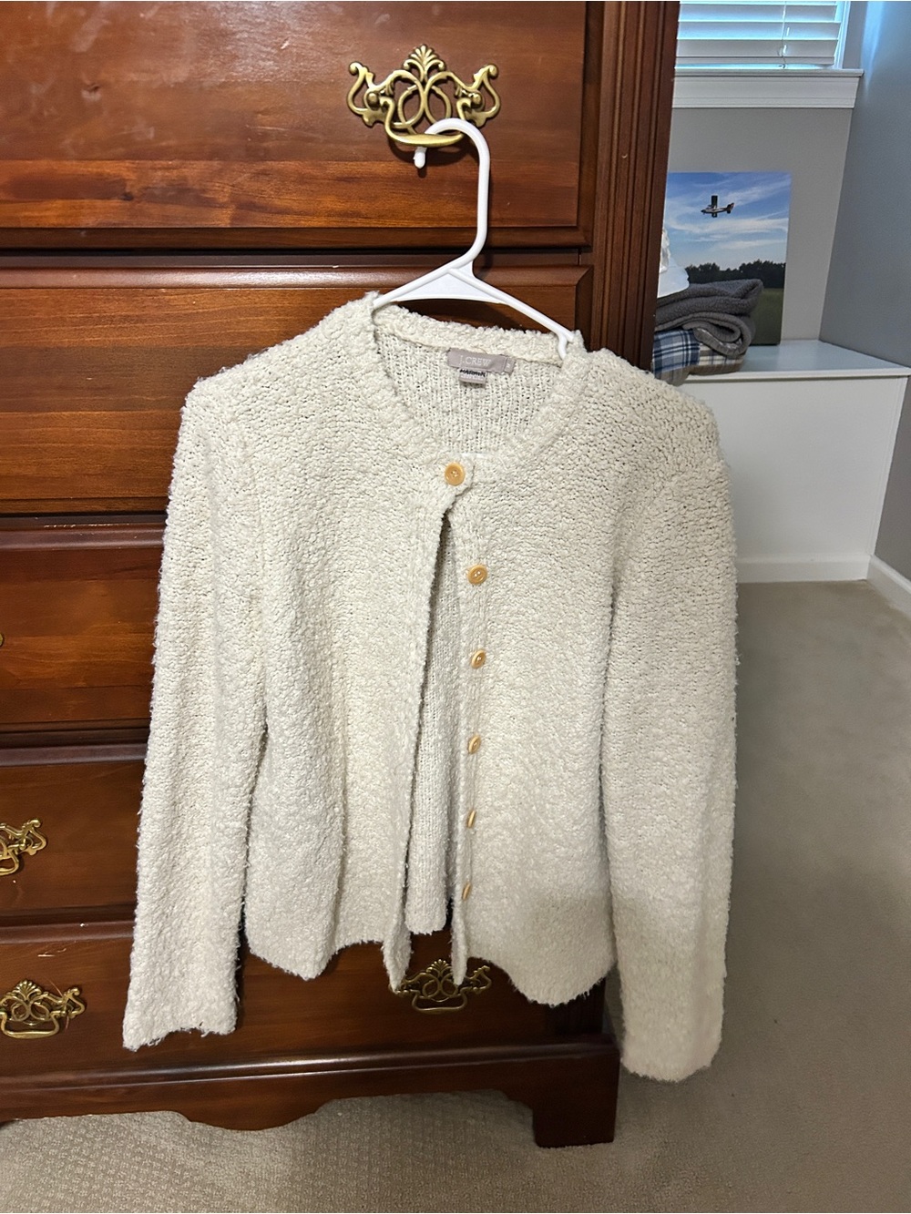 J. Crew Cream Bouclé Button-Front Jacket